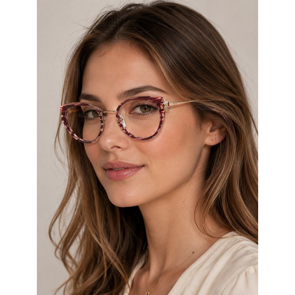NEW!! Chopard VCH367V 01G2 Cat Eye Shiny Streaked Burgundy Women Eyeglasses